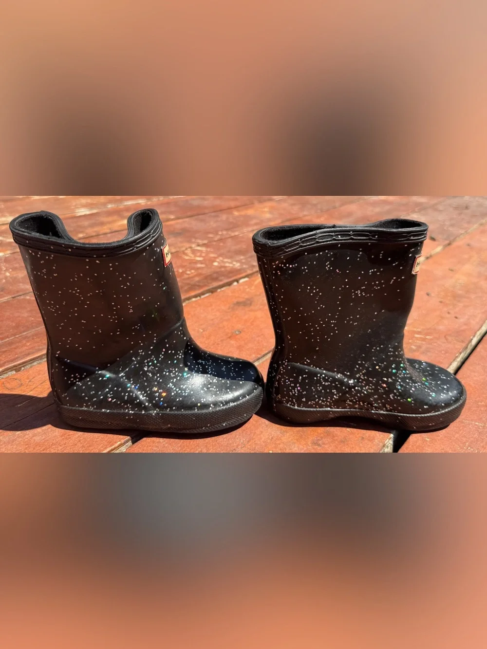 Hunter Kids First Starcloud Rain Boot Toddler 7 black glitter